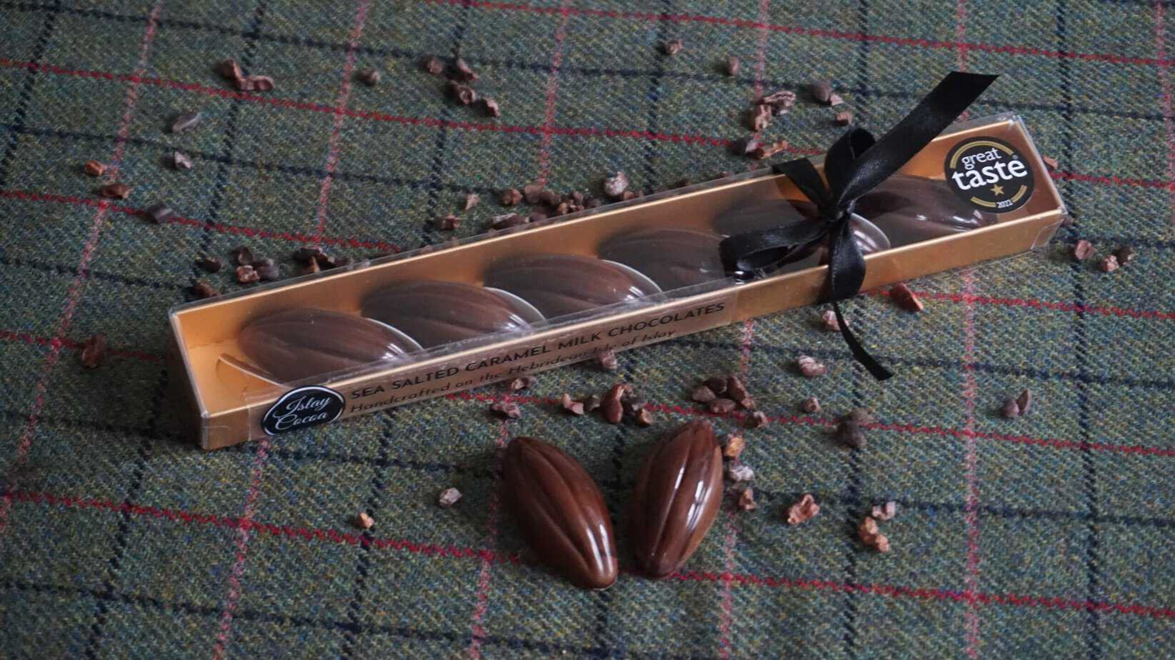 Great taste award winning Milk Chocolate Salted Caramel Chocolates - handmade by IslayCocoa