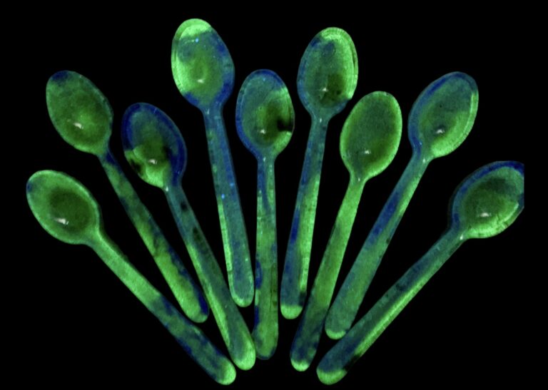 Aurora borealis spoons from Shetland.