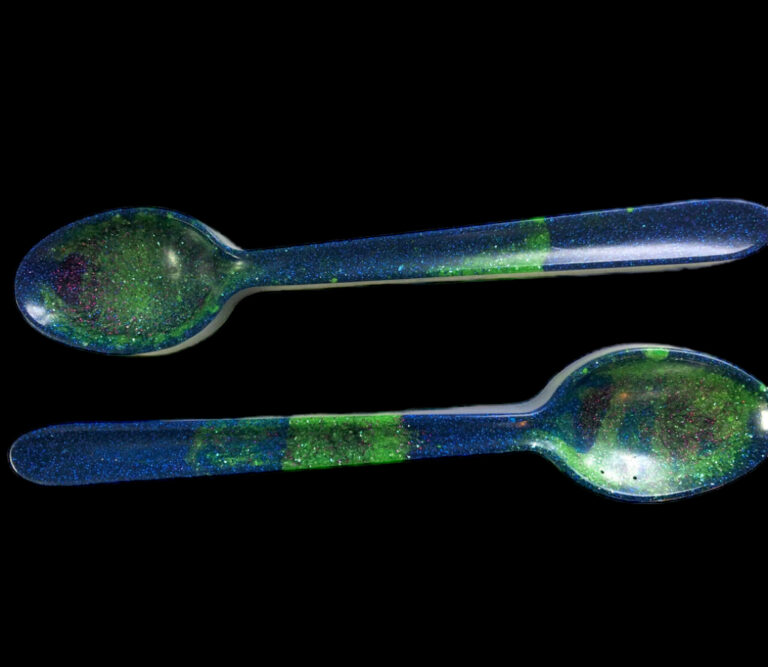 Aurora borealis spoons from Shetland.