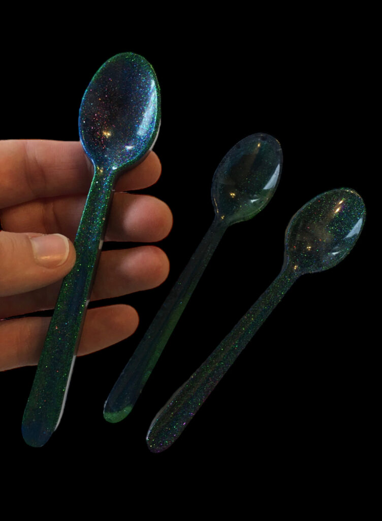 Aurora borealis spoons from Shetland.