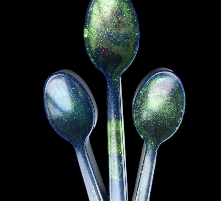 Aurora borealis spoons from Shetland.