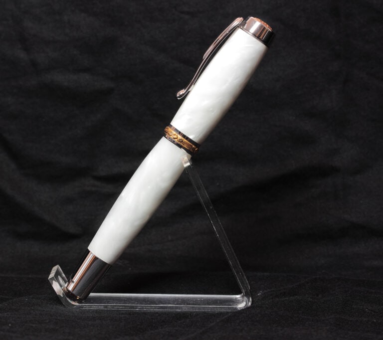 Hand Crafted Hebridean Acrylic Pen - White Swirl