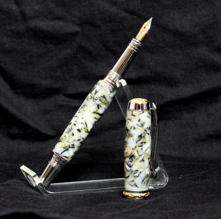Hand Crafted Hebridean Acrylic Pen - White Swirl