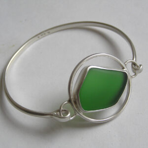 Handmade Sea Glass Bangle in Recycled Sterling Silver - Image 4