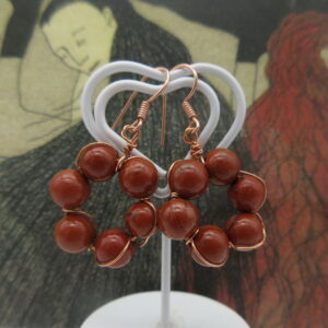 Red Jasper earrings with rose gold plated ear wires. Made in the Isle of Skye.