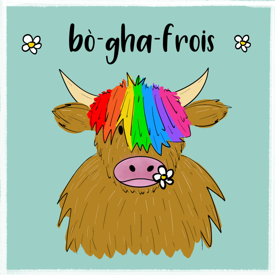 Bò-gha-frois Gaelic Pun Card - Image 1