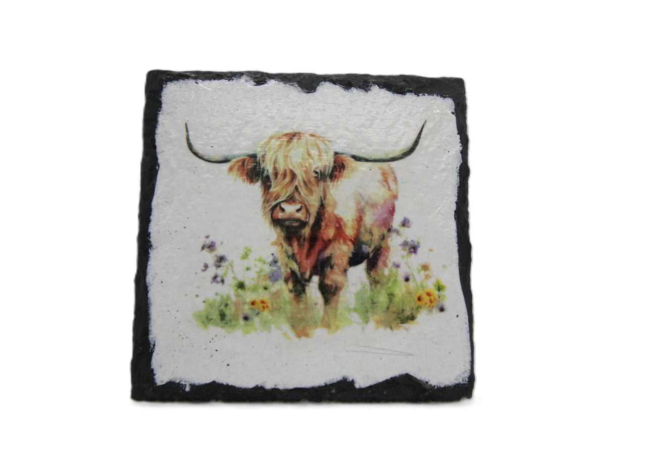 Slate Coaster - Highland Cow - handmade by Scoor Craft Creations
