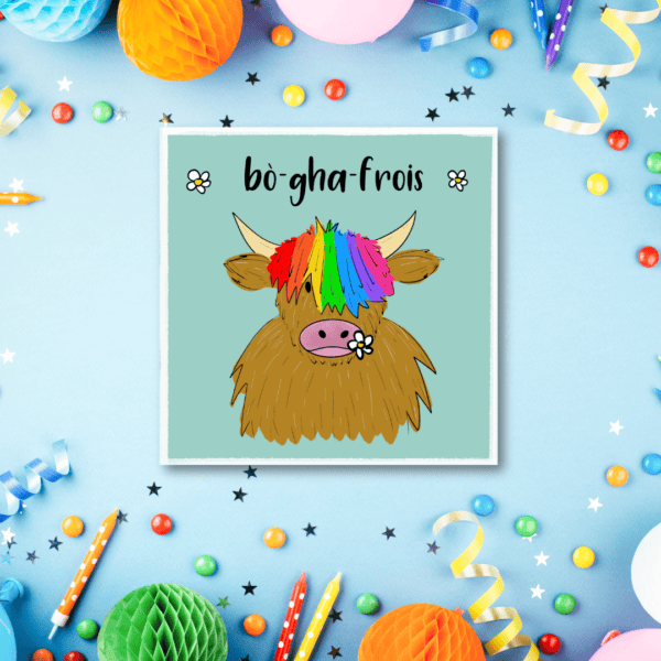 Bò-gha-frois Gaelic Pun Card