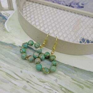 Sea-green, Jasper, Earrings, Gold Plated - handmade by Indigo Berry (view 2)