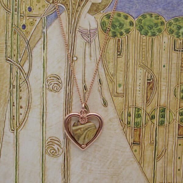 Rose gold plated Jasper heart pendant