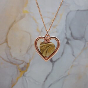 Rose gold plated Jasper heart pendant