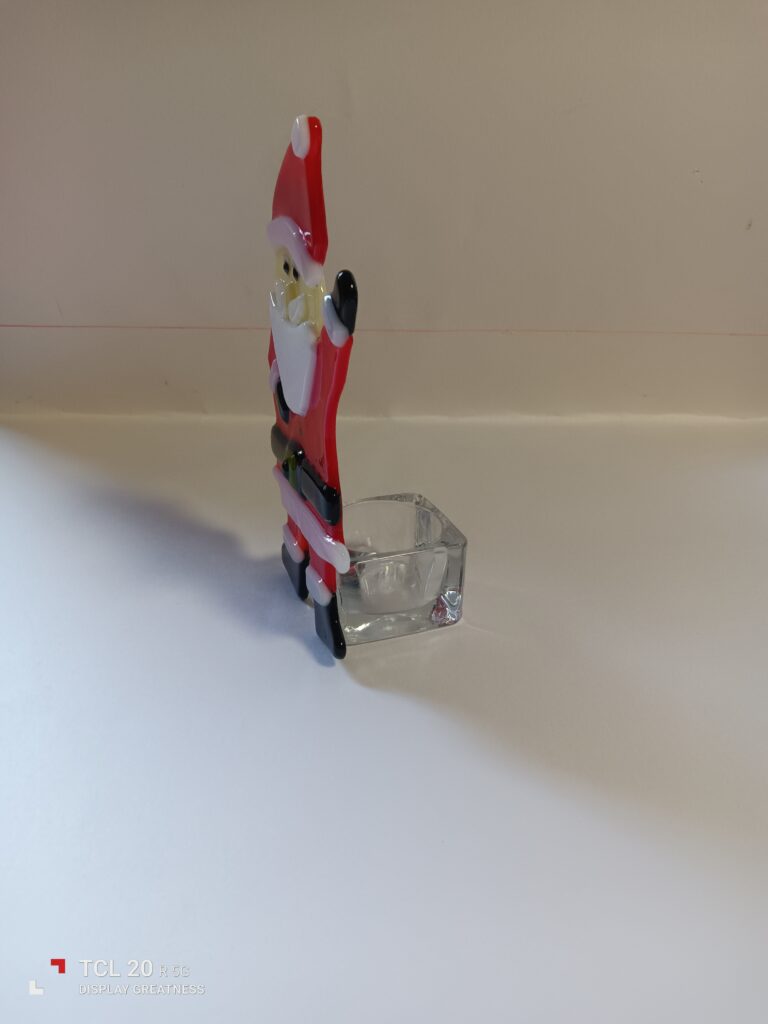 Fused glass Christmas Santa tea light holder
