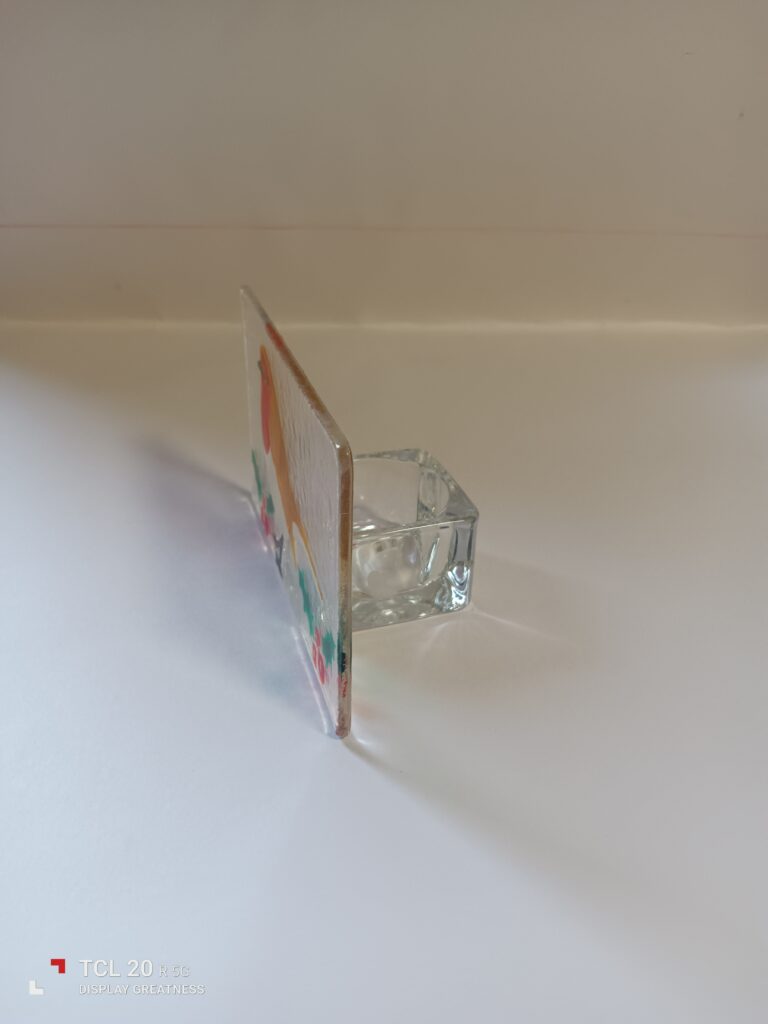 Fused glass Christmas Robin tea light holder