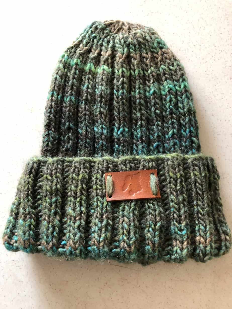 Woollen hat with Islay leather tab - handmade by Islay Celtic Craft Shop (view 3)