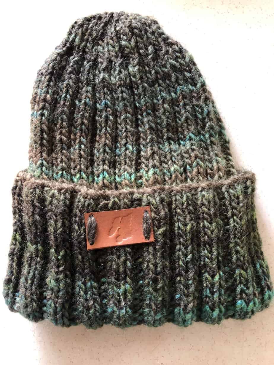 Woollen hat with Islay leather tab - handmade by Islay Celtic Craft Shop (view 4)