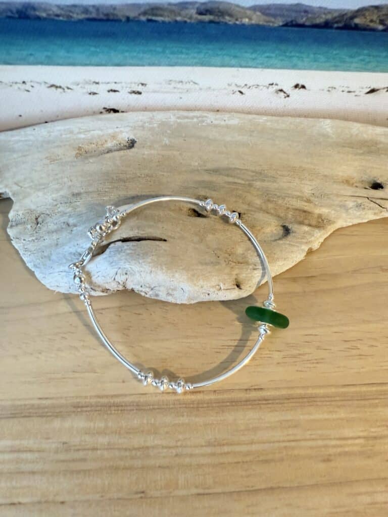 Winter Green Hebridean Sea Glass Bracelet - handmade by Salka Jewellery (view 3)