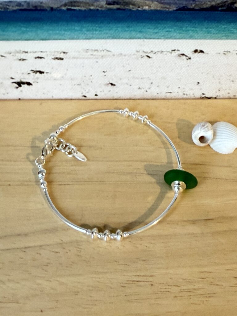 Winter Green Hebridean Sea Glass Bracelet - handmade by Salka Jewellery