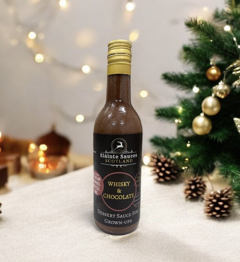 Scottish Whisky with chocolate dessert sauce