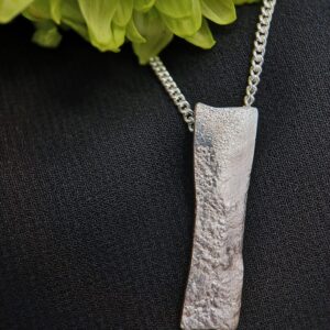 Stone Textured Silver Pendant - Large 'Ready to Ship' - handmade by Loch Sealg Designs (view 2)