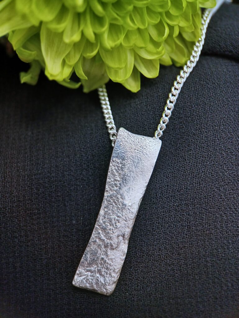 Stone Textured Silver Pendant - Large 'Ready to Ship' - handmade by Loch Sealg Designs