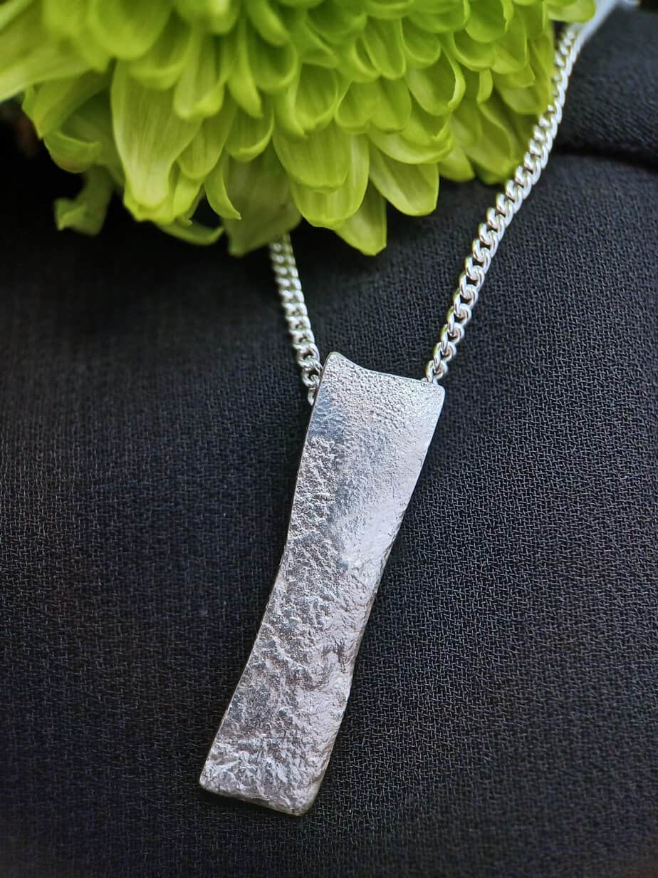 Stone Textured Silver Pendant - Large 