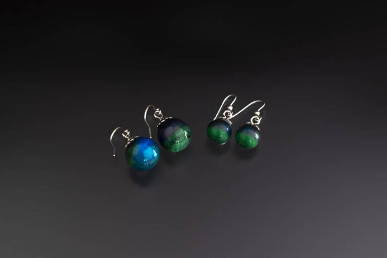 Aurora Borealis bead earrings.