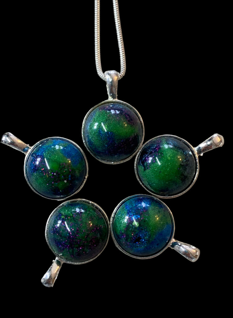 Aurora Borealis pendants, Silver Chain. - handmade by Sarah Kay Arts (view 4)