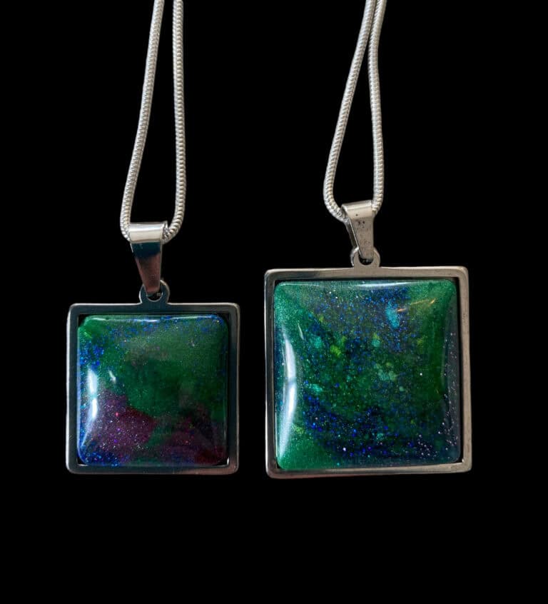 Aurora Borealis pendants, Silver Chain. - handmade by Sarah Kay Arts (view 7)