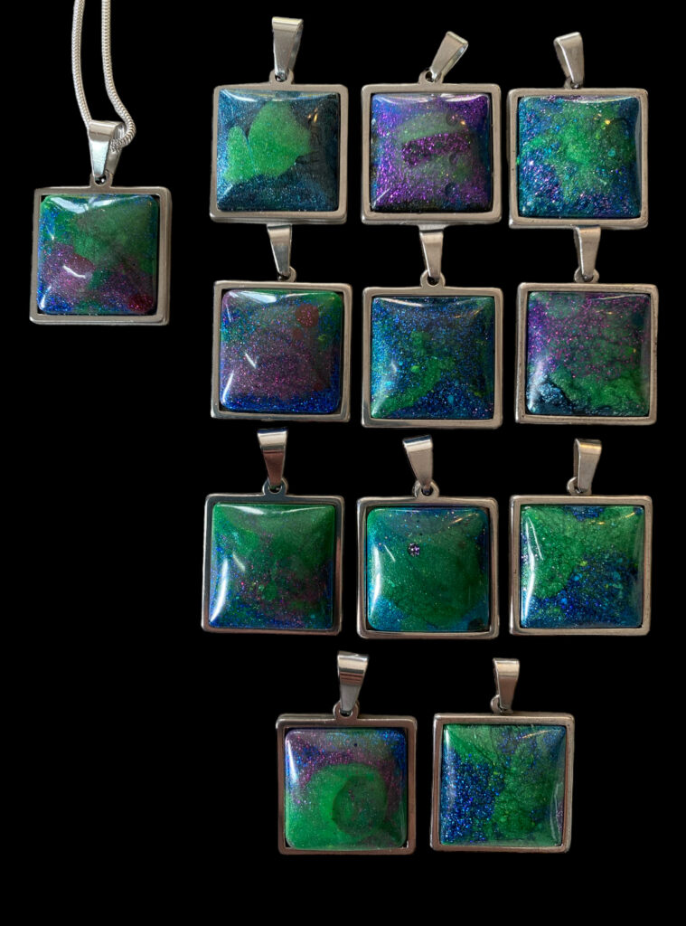 Aurora Borealis pendants, Silver Chain. - handmade by Sarah Kay Arts (view 9)