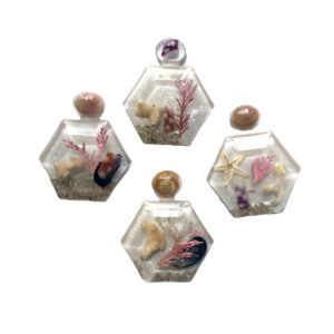 Hexagon bottle brooch, resin jewellery from Shetland. - handmade by Sarah Kay Arts (view 3)