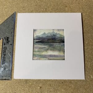 Snowy winter loch & hills original mounted painting - Image 4