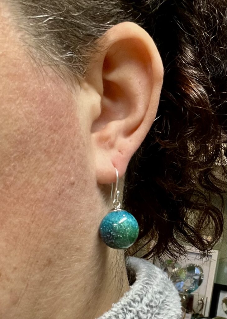 Aurora Borealis bead earrings.