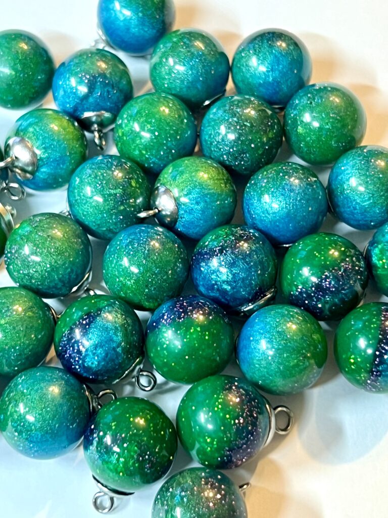 Aurora Borealis bead earrings.