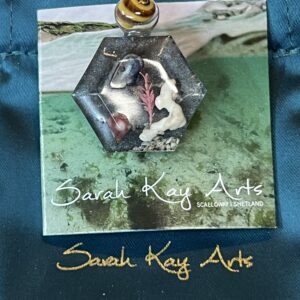 Hexagon bottle brooch, resin jewellery from Shetland. - handmade by Sarah Kay Arts (view 2)