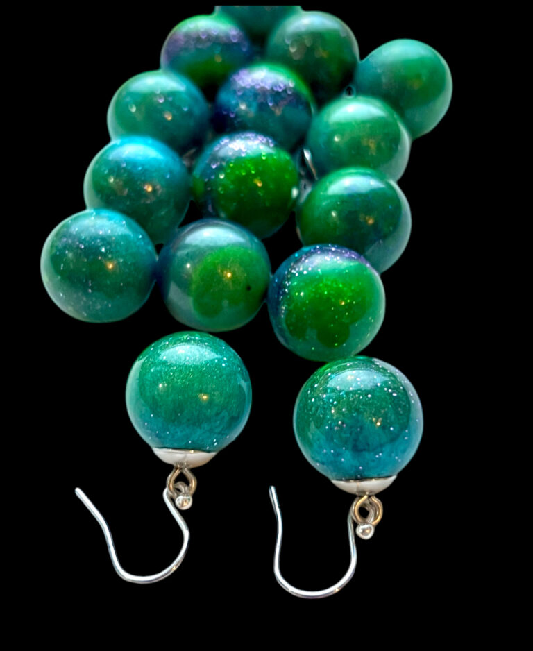Aurora Borealis bead earrings.