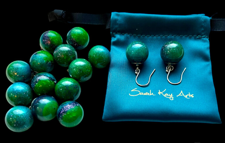 Aurora Borealis bead earrings.