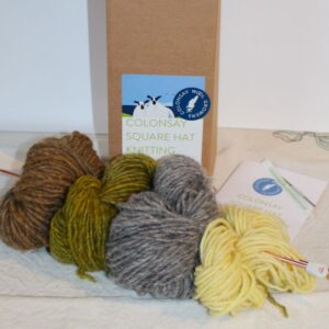 Knitting Kit - Colonsay Square Hat in our Moss colourway - handmade by Colonsay Wool Growers (view 3)