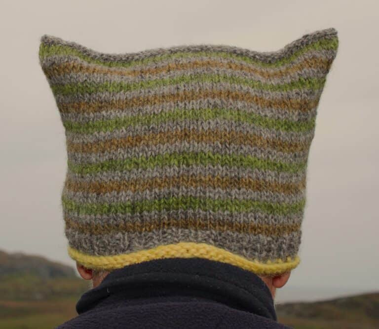 Ready Knitted - Colonsay Square Hat in our Moss colourway - handmade by Colonsay Wool Growers