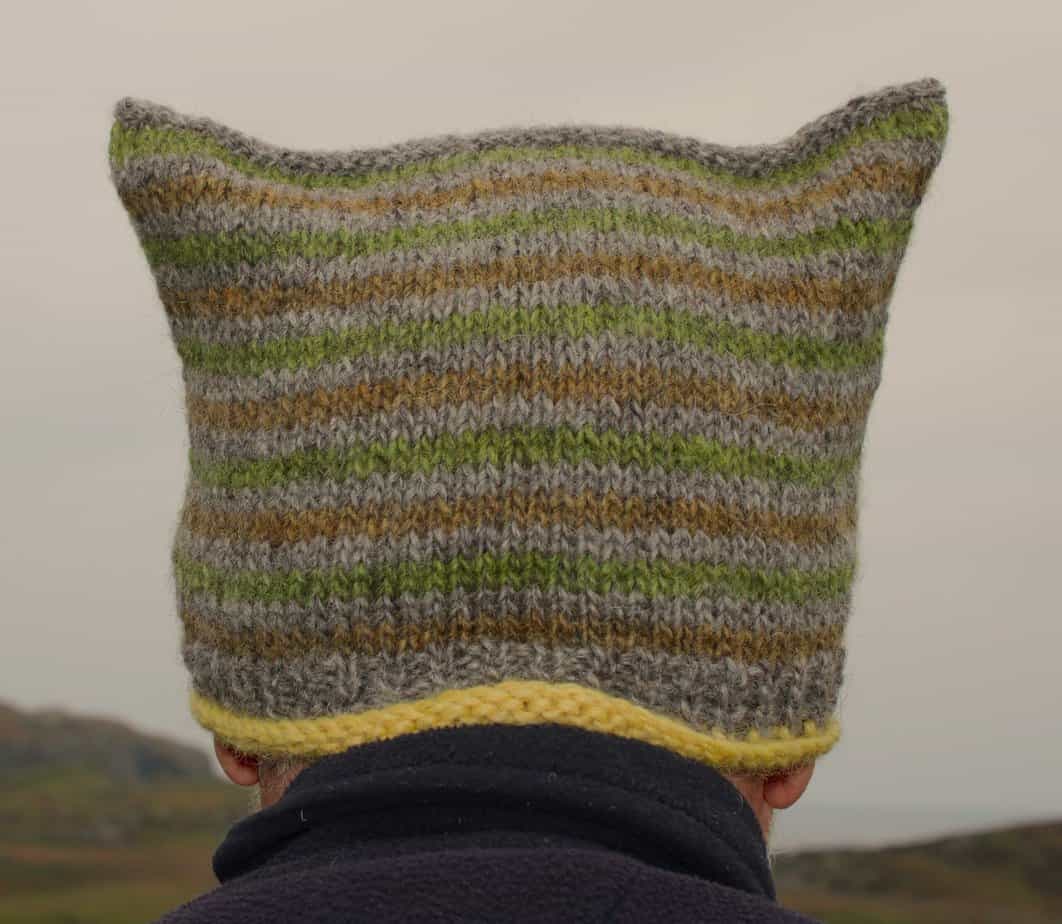 Ready Knitted - Colonsay Square Hat in our Moss colourway - handmade by Colonsay Wool Growers