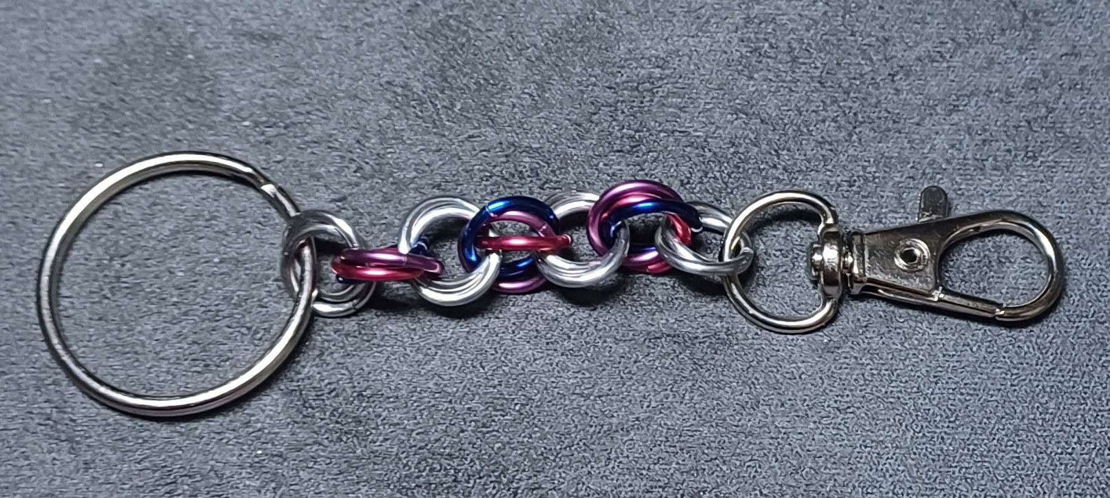 Keyring - bisexual flag - handmade by Manatee Maille