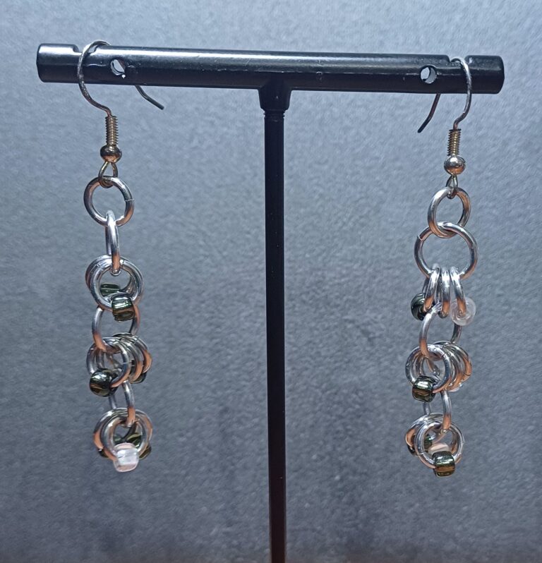 Black and White shaggy bead earrings