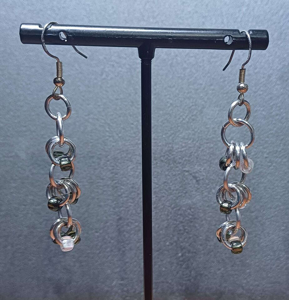 Black and White shaggy bead earrings - Image 1