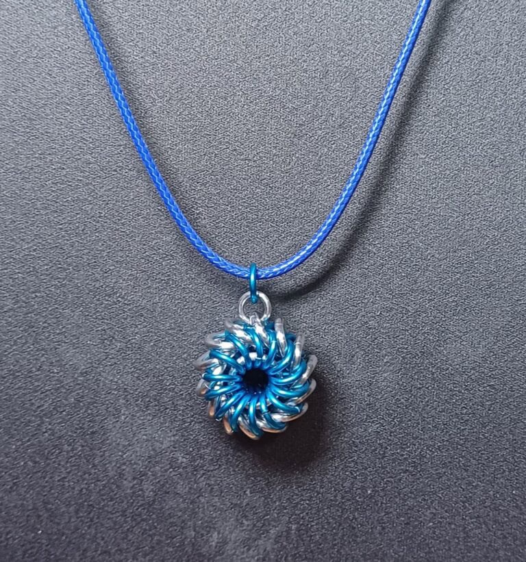 Blue and Silver Whirligig Pendant