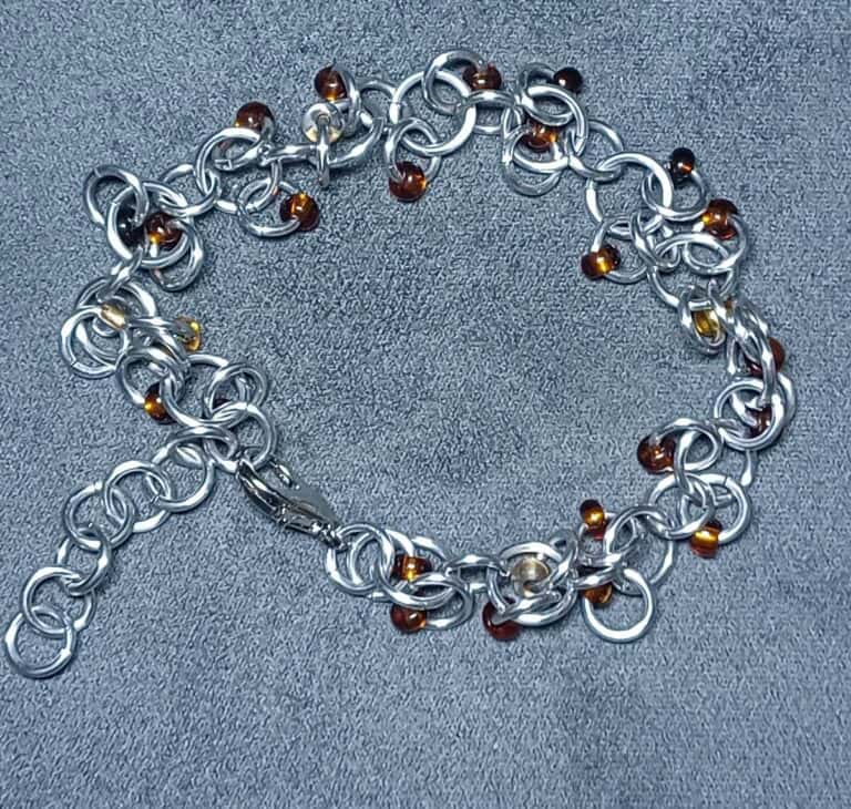 Browns Shaggy bead bracelet - handmade by Manatee Maille