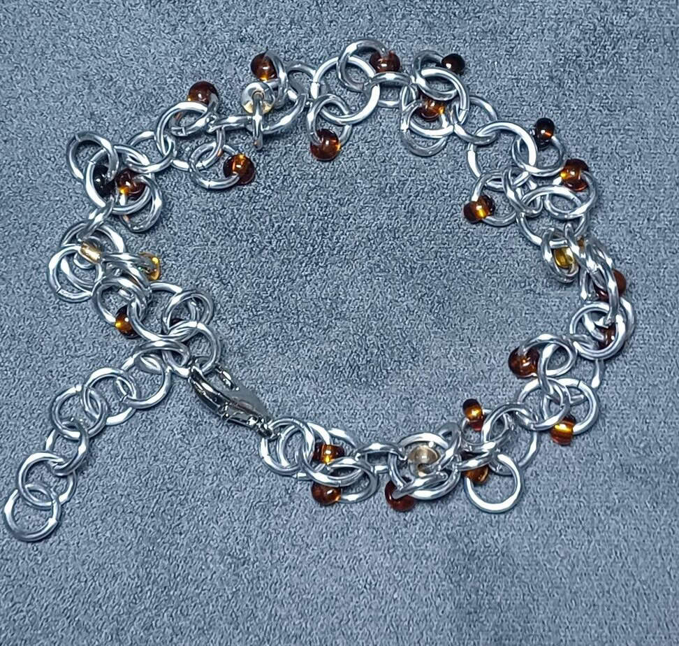 Browns Shaggy bead bracelet - handmade by Manatee Maille