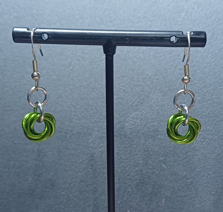 Green Flower Earrings - handmade by Manatee Maille