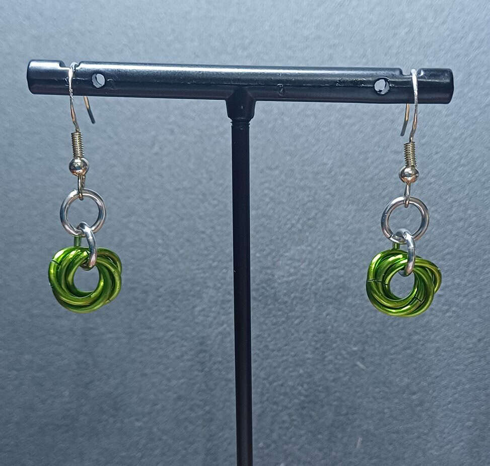 Green Flower Earrings - handmade by Manatee Maille