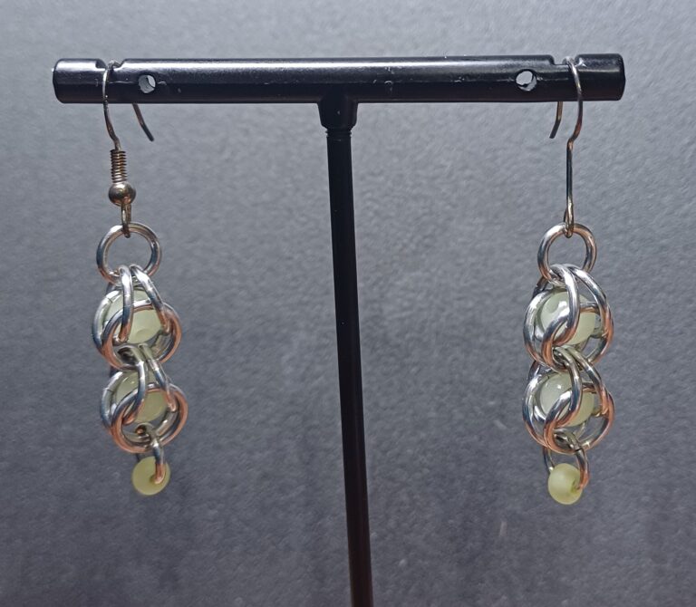 Glow in the dark captive bead earrings - handmade by Manatee Maille