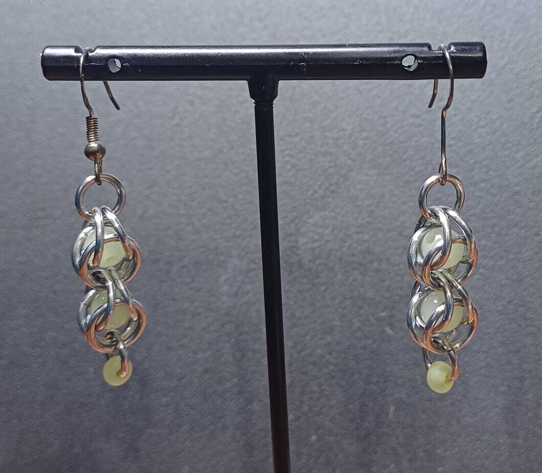 Glow in the dark captive bead earrings - handmade by Manatee Maille
