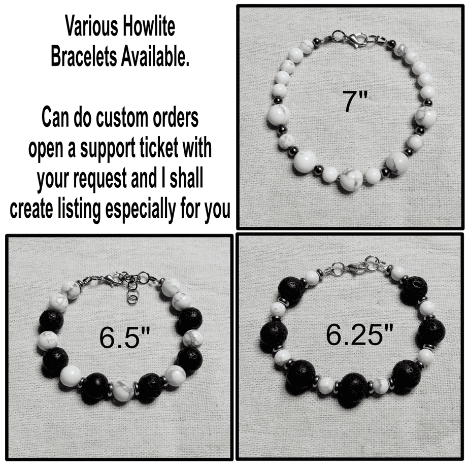 Howlite Assorted Style Bracelets (choose from) - handmade by Quiet Space Arts